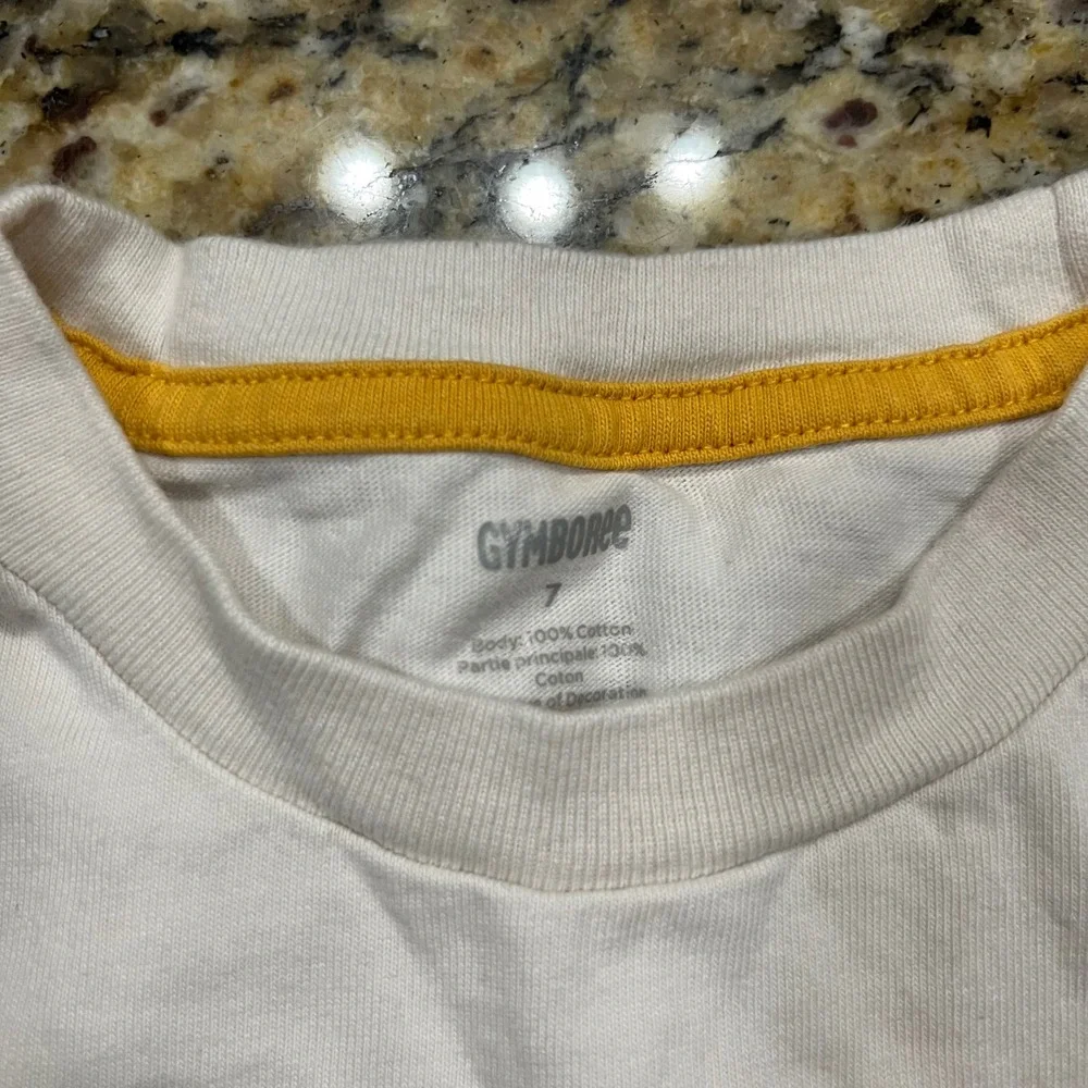 Gymboree Boys Size 7 White Cotton Graphic Tee Horse Covered Wagon Mountain